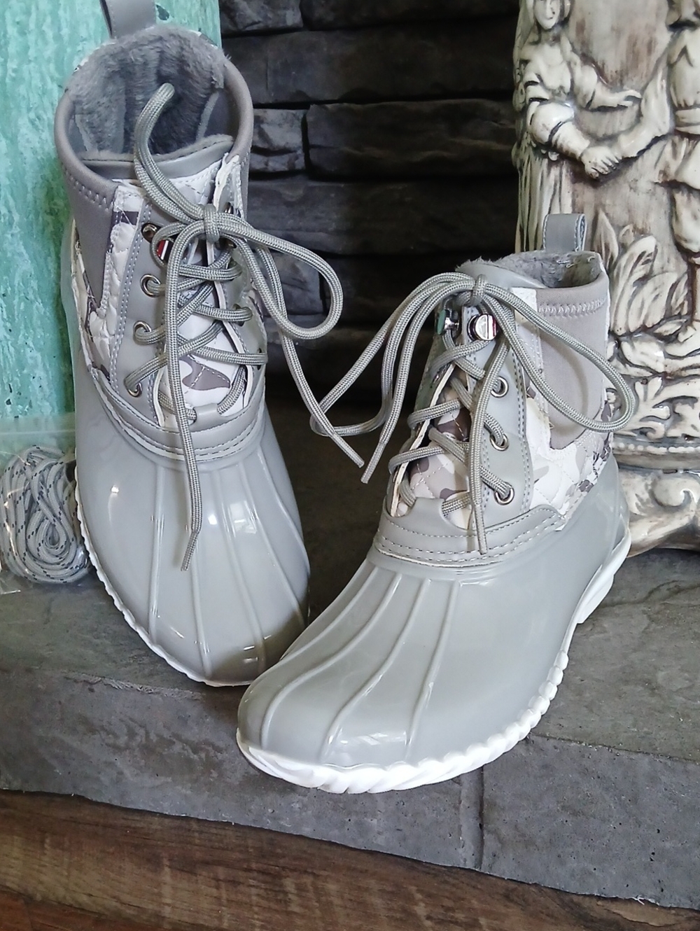 Gray Women's Tommy Hilfinger Waterproof Ankle Duck Boots